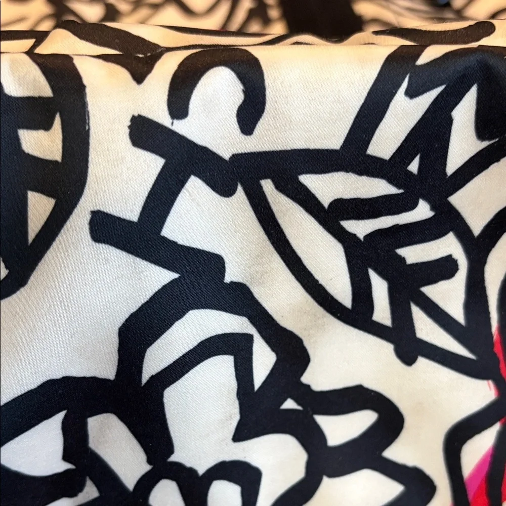Coach Black, White & Red Floral Canvas Tote